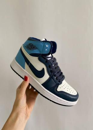 Кросівки nike air jordan retro high blue1 фото