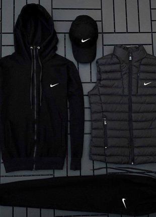 Комплект nike кофта + штани + футболка + кепка + жилетка2 фото