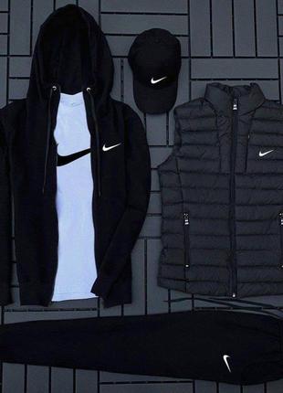 Комплект nike кофта + штани + футболка + кепка + жилетка2 фото