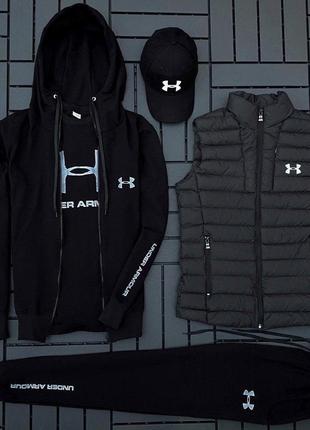 Комплект under armour кофта + штани + футболка + кепка + жилетка4 фото