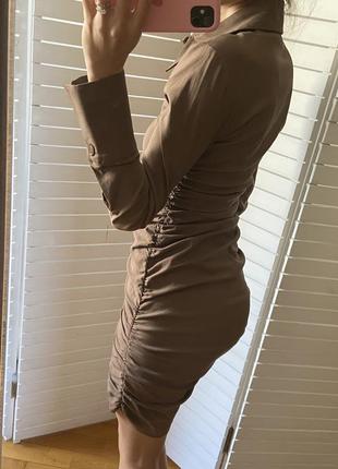 Плаття сорочка рубашка zara платье сукня шоколадного кольору4 фото
