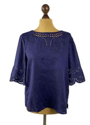 100% лляної топ з вишивкою