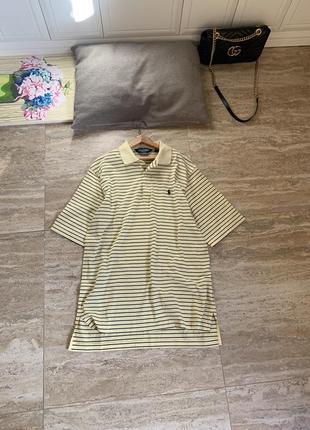 Футболка поло ralph lauren polo colcci golf в полоску желтая натуральная ткань