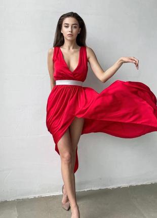 Шикарна довга шовкова сукня5 фото