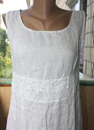 Скидка! лёгкое белое льняное платье италия2 фото