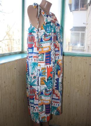 Оригинальное винтажное платье сарафан в яркий принт6 фото