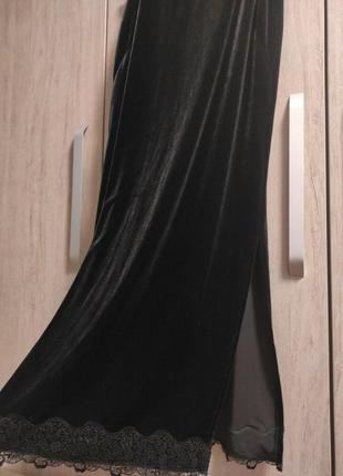 Сукня з оксамиту і кружева велюр в білизняному стилі з розрізом4 фото