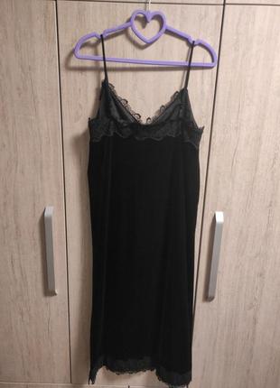 Сукня з оксамиту і кружева велюр в білизняному стилі з розрізом5 фото
