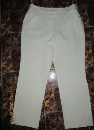 Новые беленькие брюки лён,14р,пот42-46см1 фото