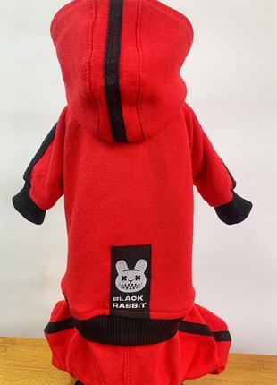 Одяг для собак червоний комбінезон на собаку маленьких порід