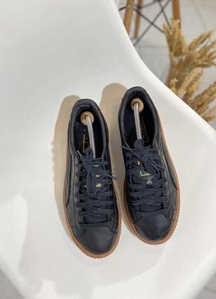 Черные кожаные кроссовки puma basket platform4 фото