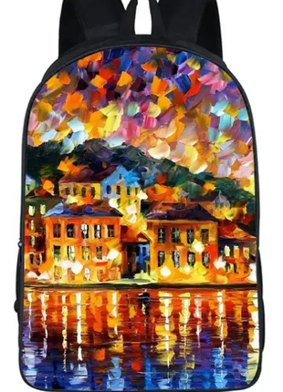 Рюкзак цветной изображение принт картина афремова город побережье греция вместительный дт665