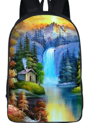 Рюкзак кольорового зображення принт картина пейзаж природа водоспад місткий дт665