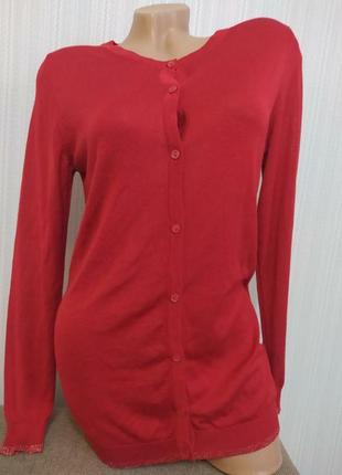 Кардиган кофта/свитер женский на пуговицах красный комфортный1 фото