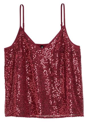 H&m divided блуза, майка на тонких брителях в пайетках