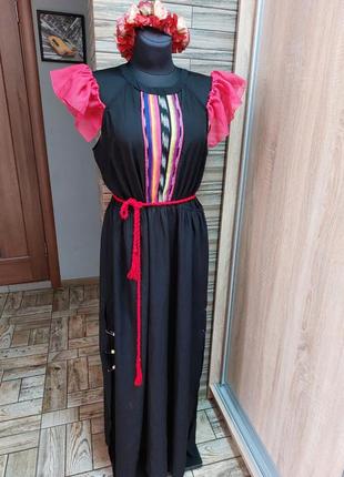 Знижка💥дизайнерское длинное платье сарафан из натуральной ткани1 фото