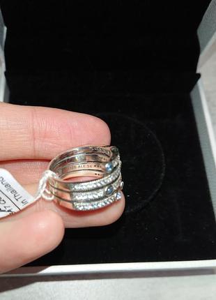 Кольцо пандора голубой океан pаndora с камнями серебро 925 кольца4 фото