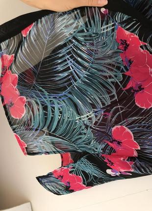 Яркая цветочная пляжная кимоно - накидка, цветочный шифоновый кардиган8 фото