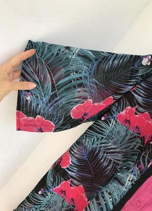 Яркая цветочная пляжная кимоно - накидка, цветочный шифоновый кардиган7 фото