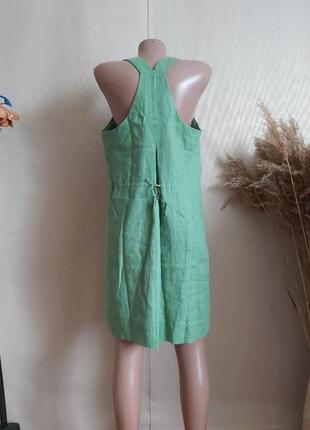 Фирменное next платье миди/сарафан со 100 % льна в зеленом, размер л-ка3 фото