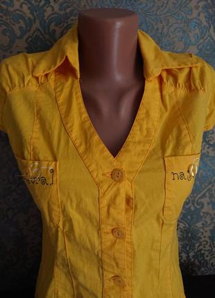 Женская лимонная хлопковая блуза блузка блузочка р.s/m4 фото