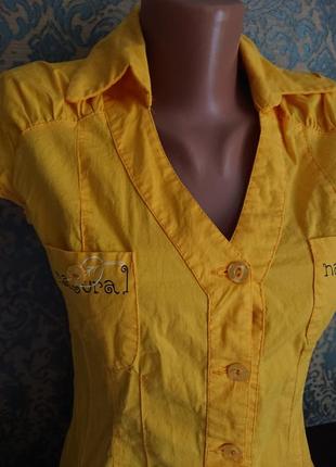 Женская лимонная хлопковая блуза блузка блузочка р.s/m5 фото
