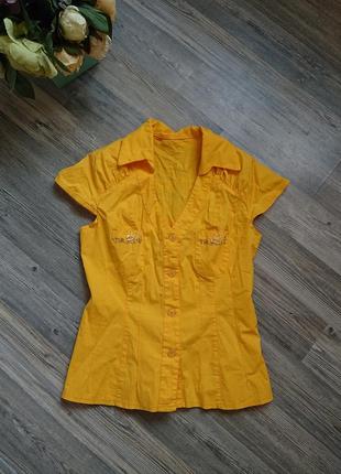 Женская лимонная хлопковая блуза блузка блузочка р.s/m8 фото