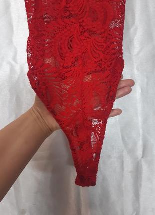 Ідеальний червоний красный яркий секси сексі сексуальний боди боді на тонких бретелях прозрачный3 фото
