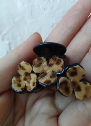 Заколки крабики леопардовый принт 2 шт