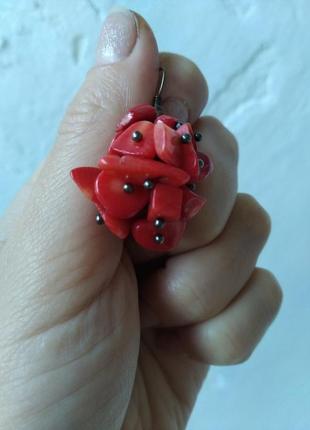 Натуральные серьги из коралла