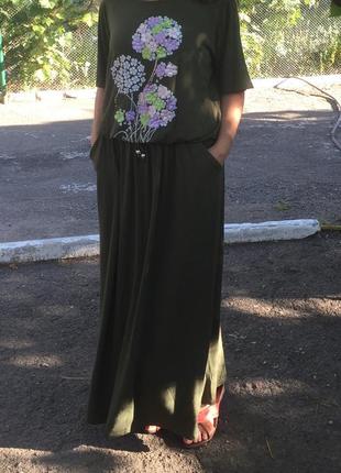 Стильна сукня хакі с м віскоза гортензіі