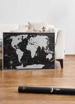 Скретч карта світу "срібло", 88*63, мапа світу, ідея подарунка3 фото