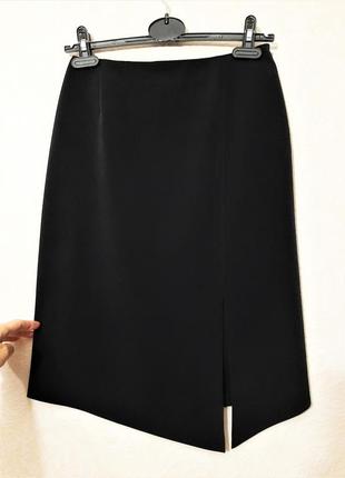 Van gils брендовая юбка черная женская с удлиненным разрезом на ноге спереди асимметрия миди 44 46