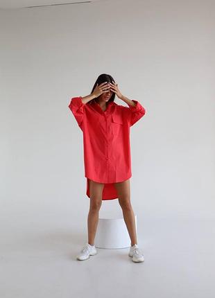 Яскрава сорочка oversize малина, блакитний, жовтий, трава