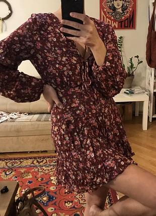 Сукня плаття в квітковий принт з широкими рукавами стиль бохо 6