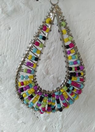 Набор: ожерелье и серьги капельки из разноцветного бисера6 фото