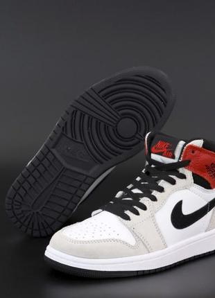 Мужские кроссовки nike air jordan 1 mid grey red white 40-41-42-43-44-45