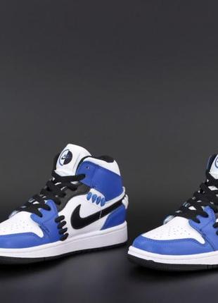 Женские кроссовки nike air jordan 1 mid blue white 38-39-403 фото
