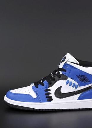 Женские кроссовки nike air jordan 1 mid blue white 38-39-404 фото