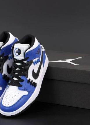 Женские кроссовки nike air jordan 1 mid blue white 38-39-40