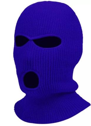 Балаклава маска бандитка 3 унісекс синя3 фото