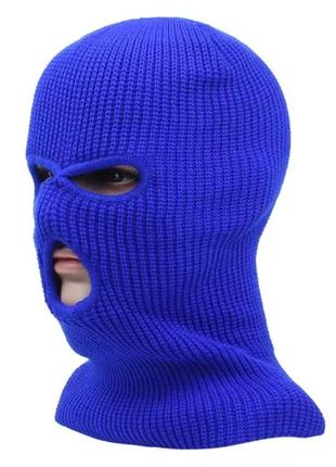 Балаклава маска бандитка 3 унісекс синя1 фото