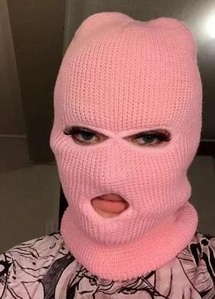 Балаклава маска бандитка 3 унисекс розовая4 фото