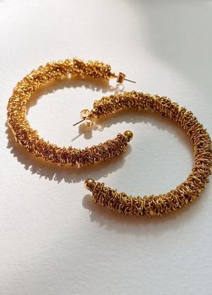Фактурні золоті сережки-кільця конго від zara
