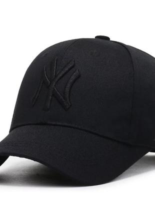 Кепка бейсболка ny нью-йорк new era з вигнутим козирком, wuke one size унісекс чорний логотип