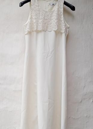Вечірна гарна біла довга сукня с мережевом 🌼 c&a ❤️