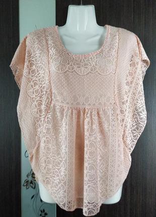 Нарядна,розова,кружевна блуза,туніка 44-46 р1 фото