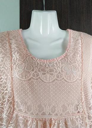 Нарядна,розова,кружевна блуза,туніка 44-46 р2 фото