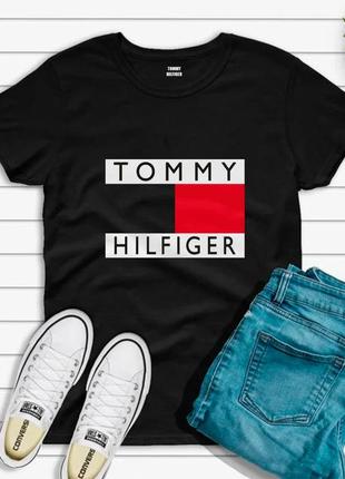 Женская футболка tommy hilfiger томми хилфиджер чёрная жіноча футболка томмі хілфіджер чорна
