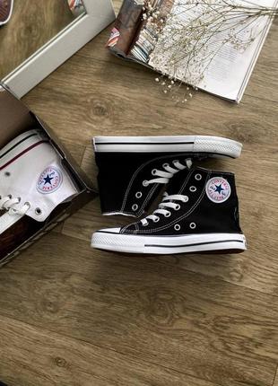 Жіночі кеди converse chuck taylor all star hi black 🖤 кеди чорні з білим